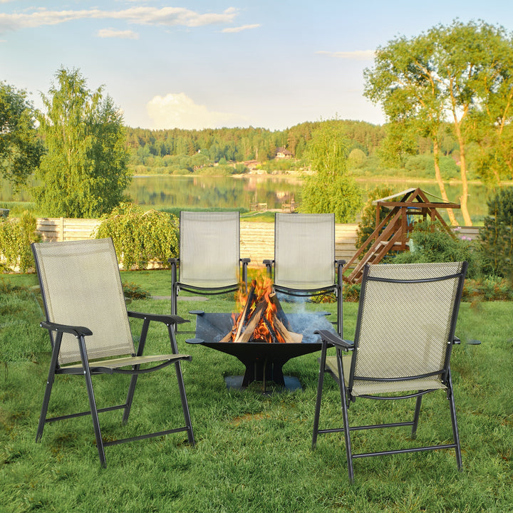 Set of Four Folding Garden Chairs - Beige