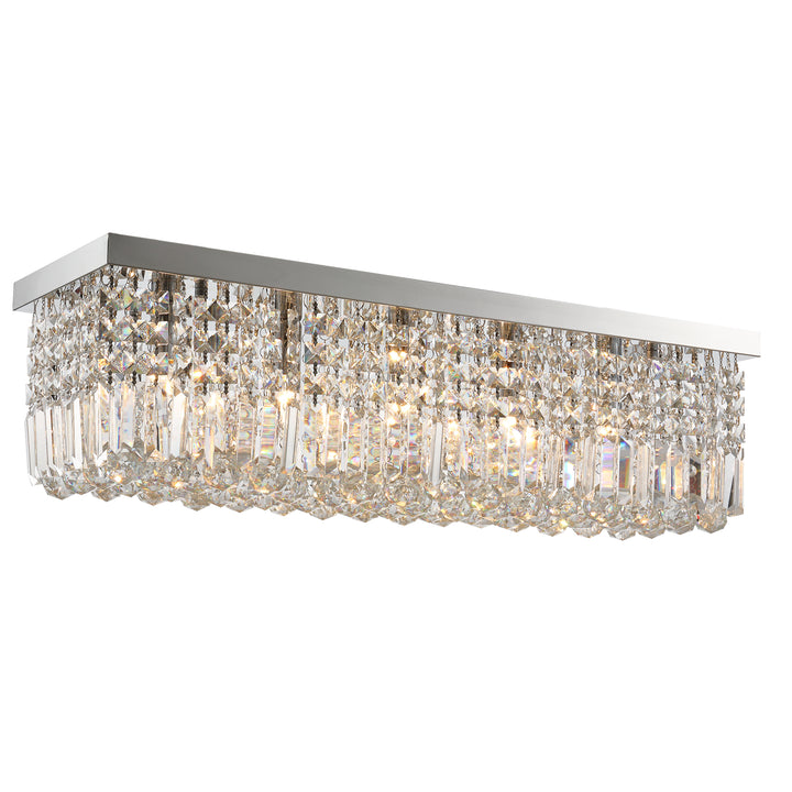 HOMCOM Modern Crystal Ceiling Light Square Crystal Chandelier for Living Room, Dining Room, Hall, E14 Base, Silver, 80 x 25 x 23cm | Aosom UK