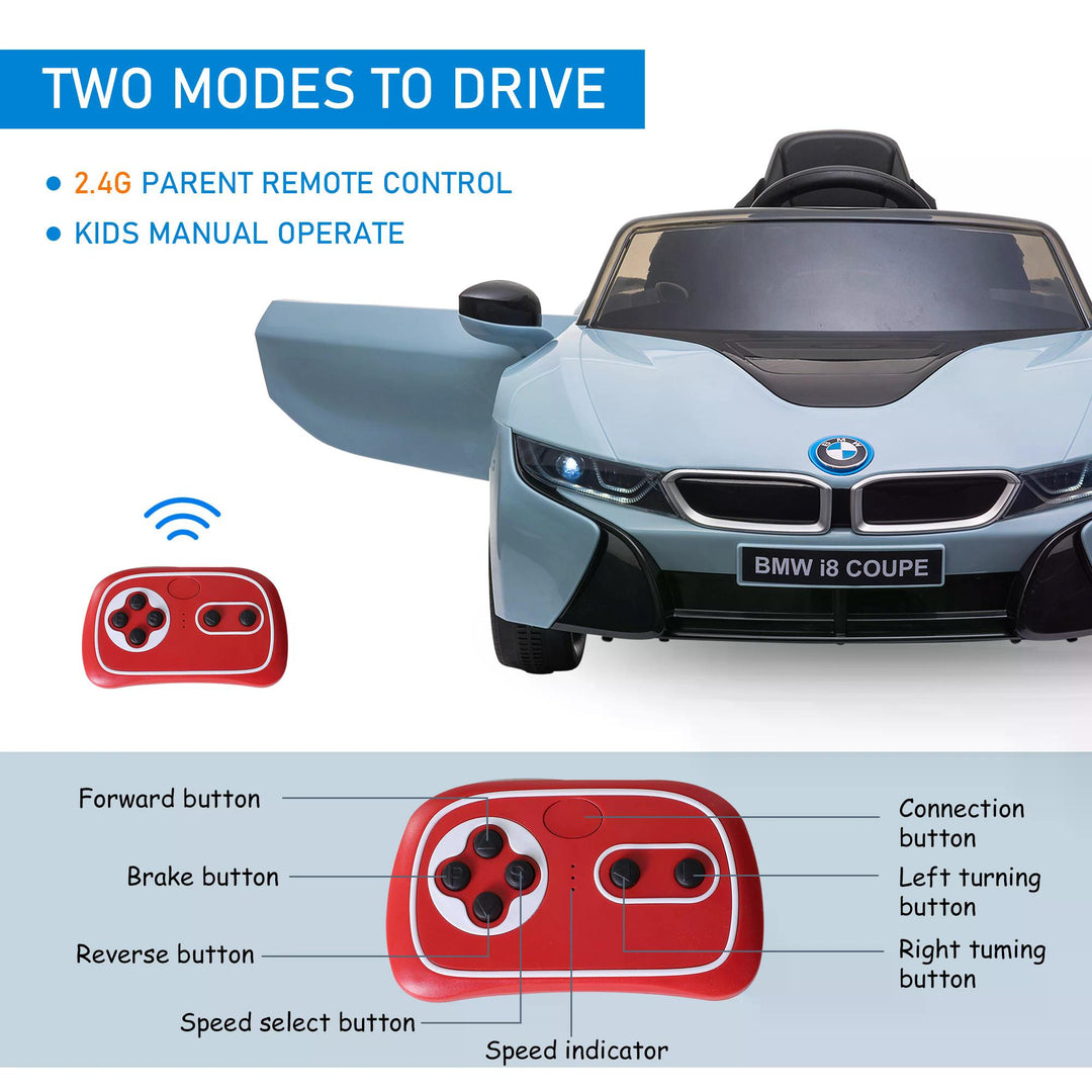 HOMCOM BMW I8 Coupe Licensed 6V Ride On Car Toy with Remote Control, Powered Electric Car, Music, Horn, for 3