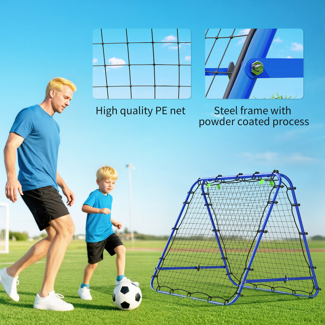 MCL Double Sided Football Rebounder Net, Football Rebound Goal with Five Adjustable Angles, Blue