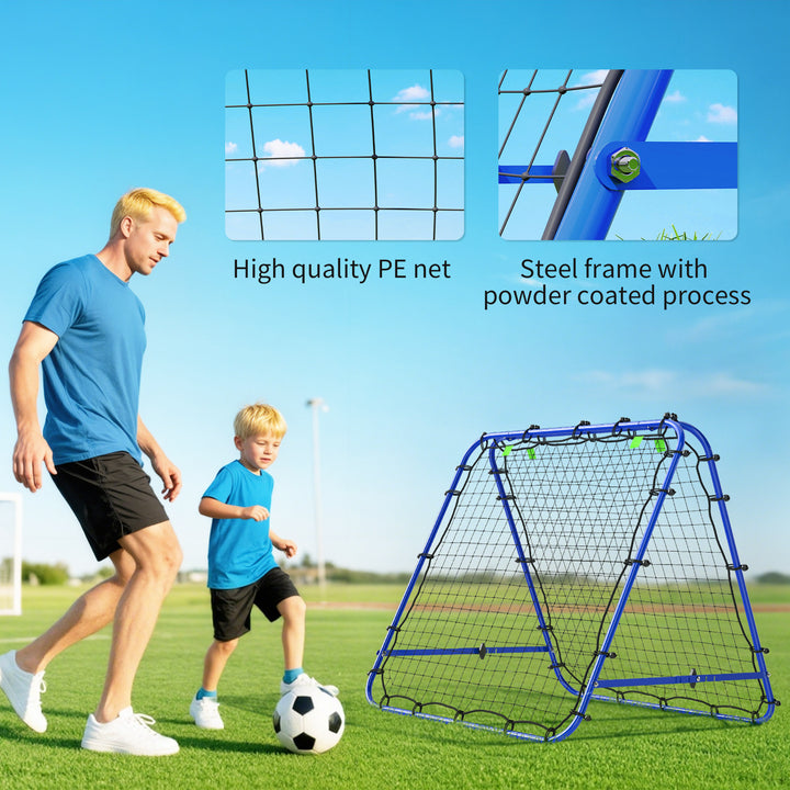 MCL Double Sided Football Rebounder Net, Football Rebound Goal with Five Adjustable Angles, Blue