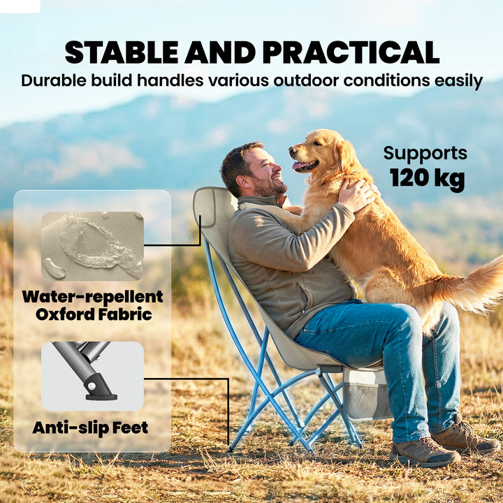 Camping Chair for Adults Heavy Duty Folding Camp Chair with Side Pocke