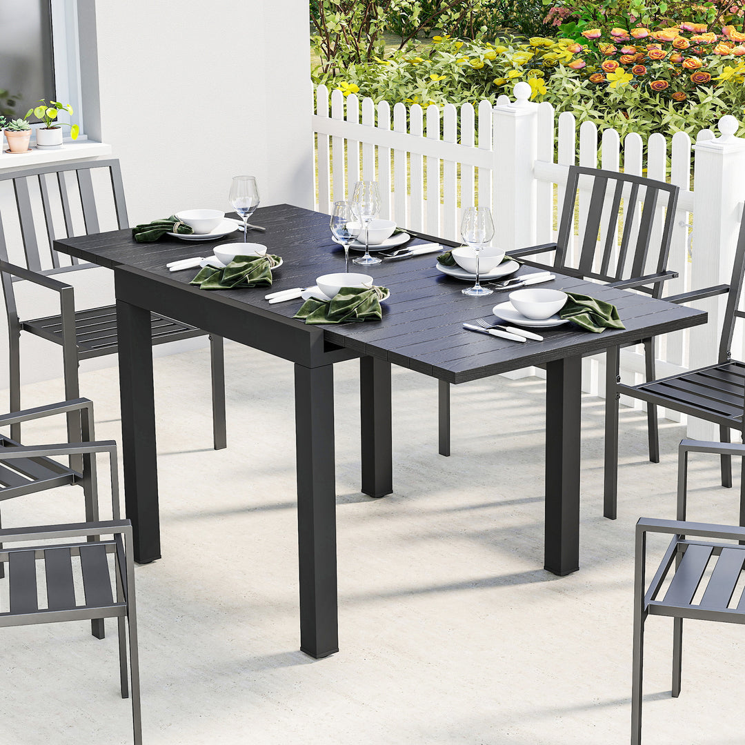Extending Garden Table for 4-6, Aluminium Outdoor Dining Table with Fa