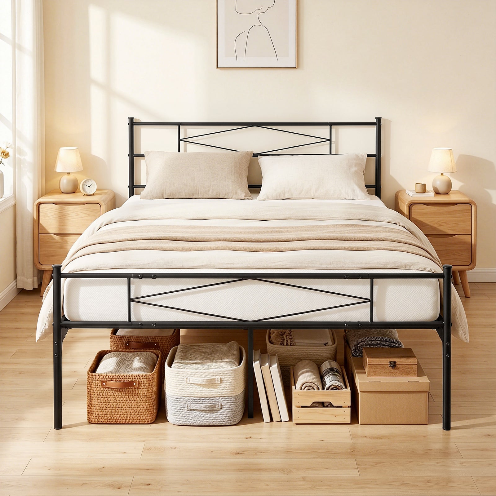 5ft King Bed Frame with Headboard and Footboard, Metal Platform Bed Fr