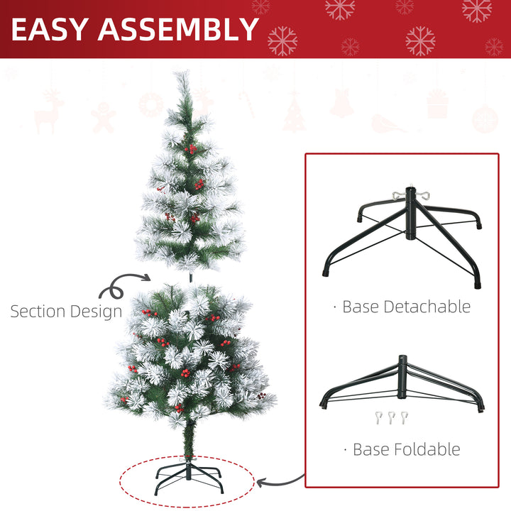 Indoor Christmas Tree Artificial Berry Xmas Decoration with Metal Stand and 184 Tips (5FT(150CM))