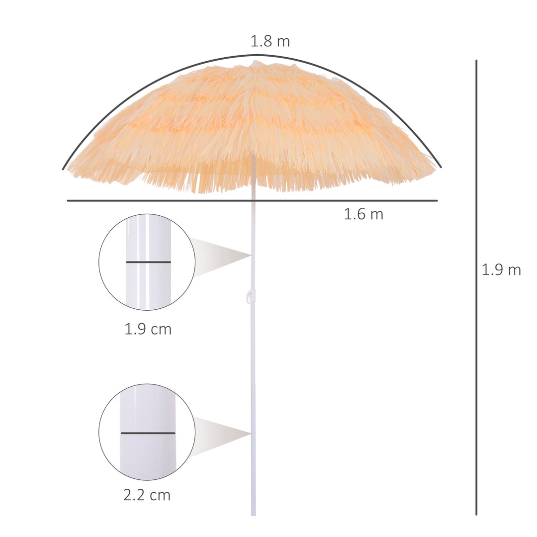 1.6m Patio Garden Hawaii Beach Sun Umbrella Sunshade Hawaiian Folding Tilting Crank Parasol (Wheat)
