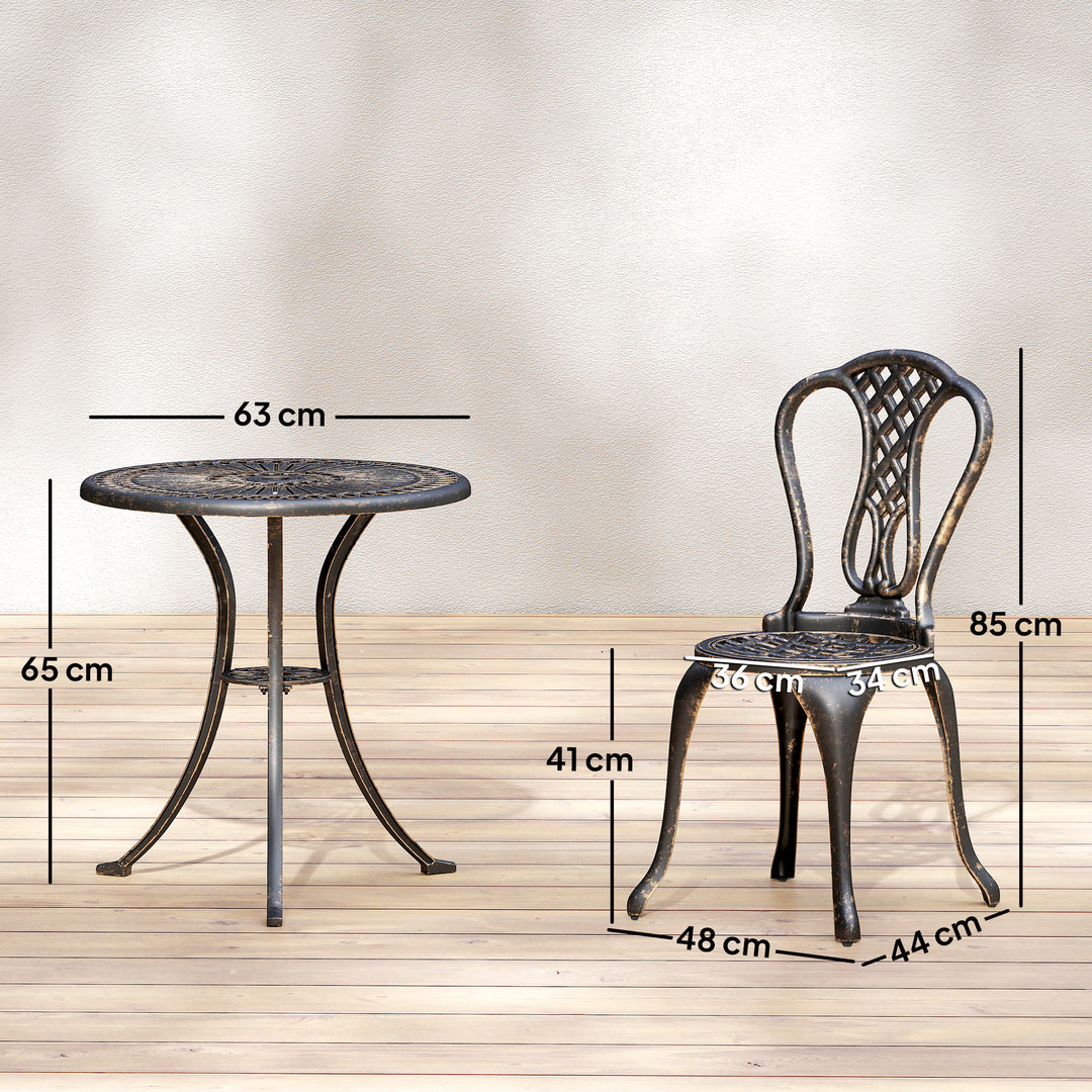 Outdoor Bistro Set for 2 Cast Aluminium Patio Furniture with Round Tab