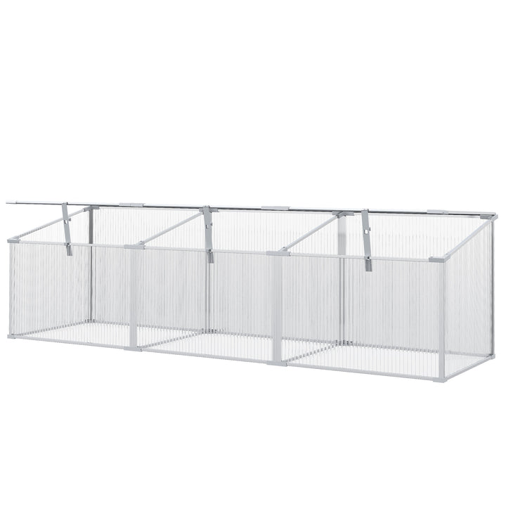 Outsunny Polycarbonate Greenhouse, Aluminium Cold Frame for Flower Vegetable Plants, 180 x 51 x 51 cm