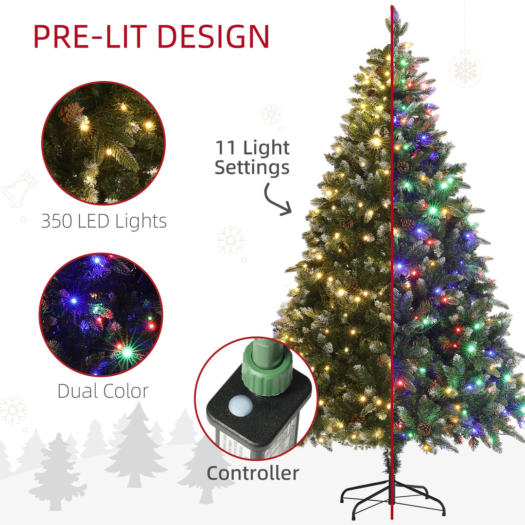 HOMCOM 6ft Prelit Artificial Christmas Tree with Dual Colour LED Light and 1078 Tips, Metal Base, Realistic Hinged Xmas Tree, Green