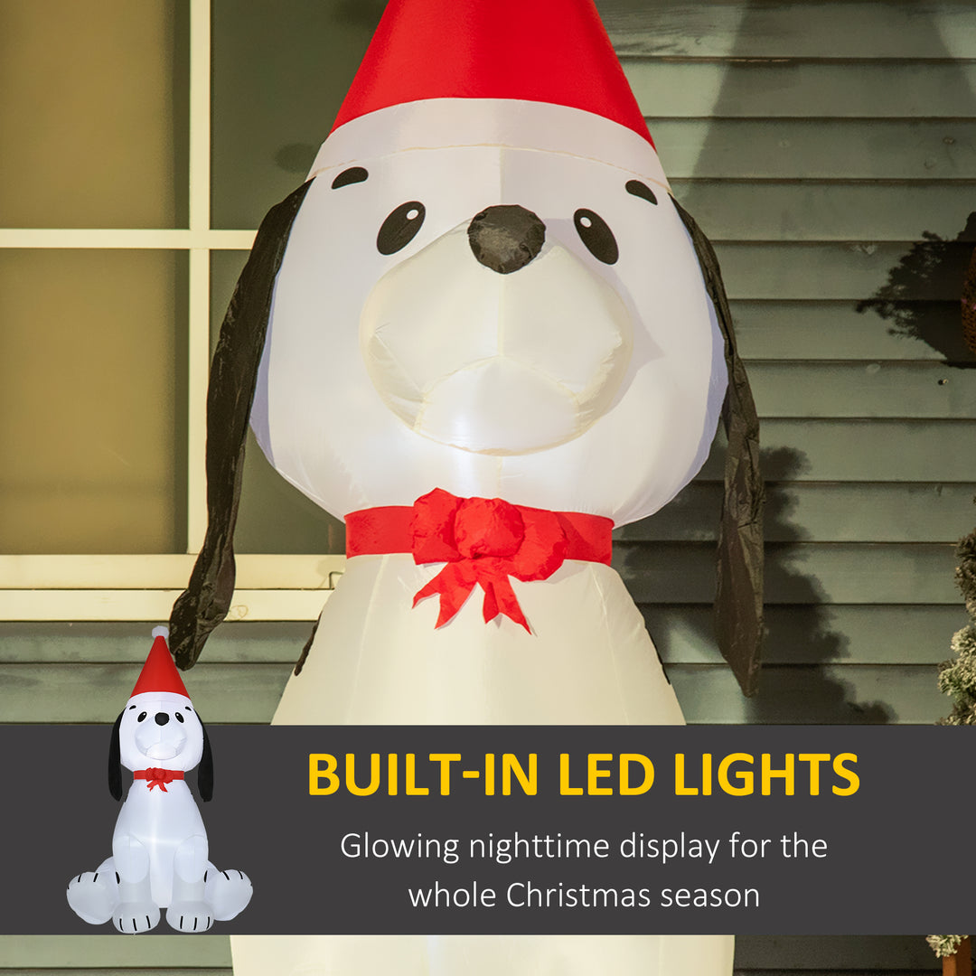 MCL 6ft Inflatable Christmas Puppy Dog Wearing Santa Hat Lighted Outdoor Decoration Blow Up Decor for Holiday Indoor