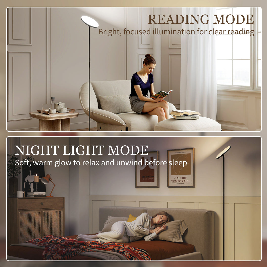RGB Uplighter Floor Lamp, Tall Dimmable Standing Lamp with Remote &amp; Touch Control, 350° Rotatable Head for Living Room Bedroom, 2700K-6000K Colour Temperatures