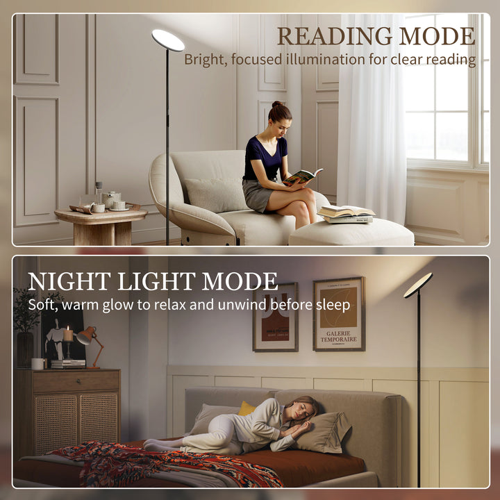 RGB Uplighter Floor Lamp, Tall Dimmable Standing Lamp with Remote &amp; Touch Control, 350° Rotatable Head for Living Room Bedroom, 2700K-6000K Colour Temperatures