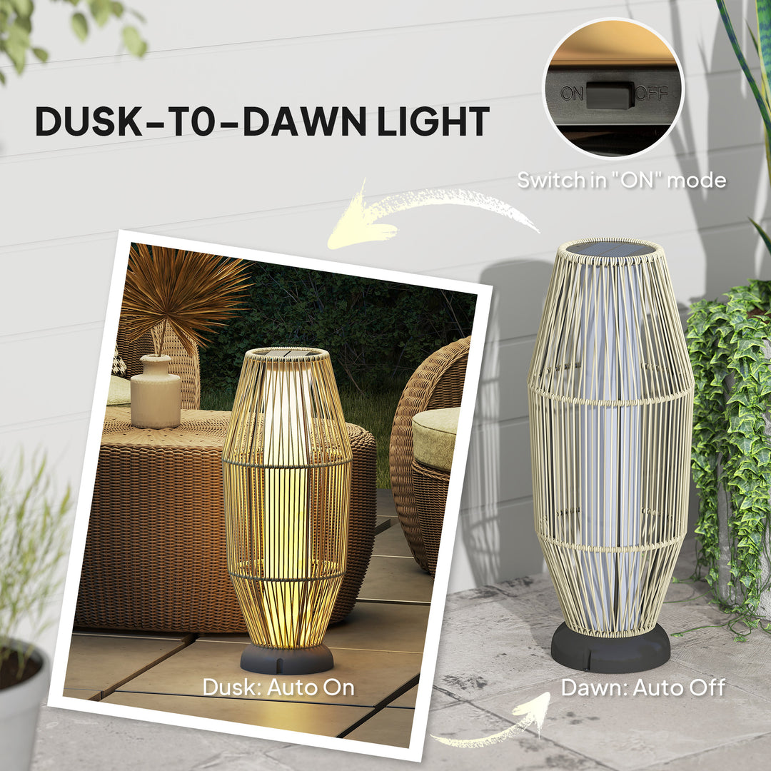 Garden Rattan Lamp, 72 cm Tall Solar Rattan Floor Lamp, Solar Garden Light with Auto On/Off LED, IP44 for Outdoor, Porch, Pathway, Terrace, Grey