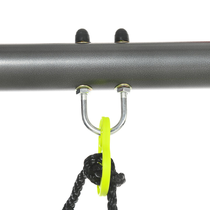 Metal Garden Swing Set with Double Swings, Glider, Swing Seats - Green