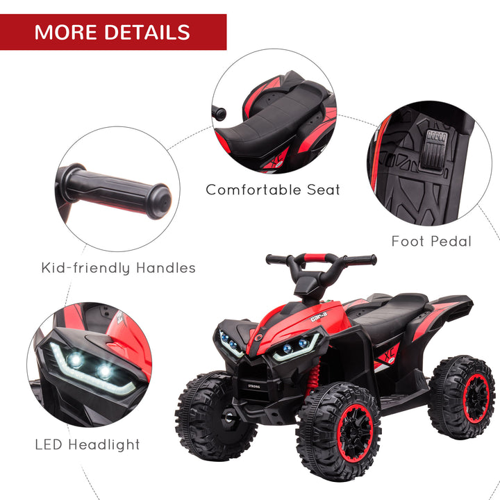 HOMCOM 12V Ride-On Quad Bike w/ Music, Horn, for Ages 3-5 Years - Red | Aosom UK