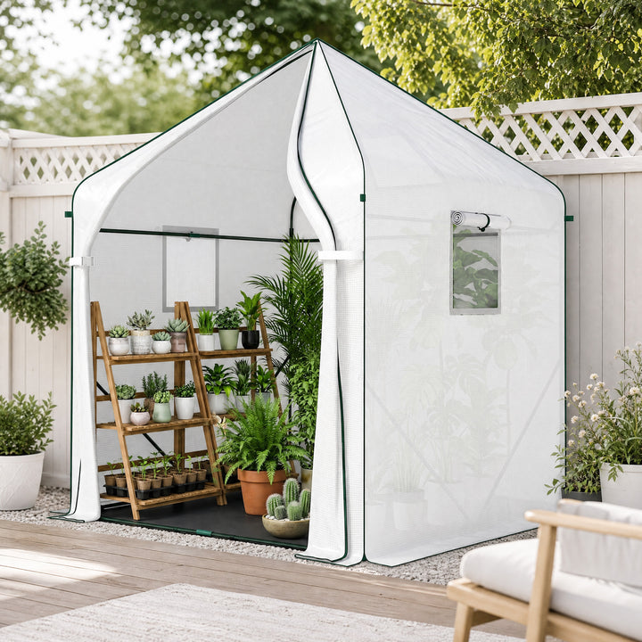 Walk-in Greenhouse for Outdoors with Steel Frame, Large Plant House wi