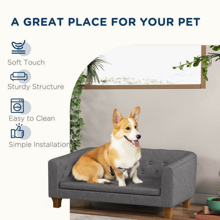 Dog Sofa Bed w/ Soft Cushion for Medium Dogs - Grey