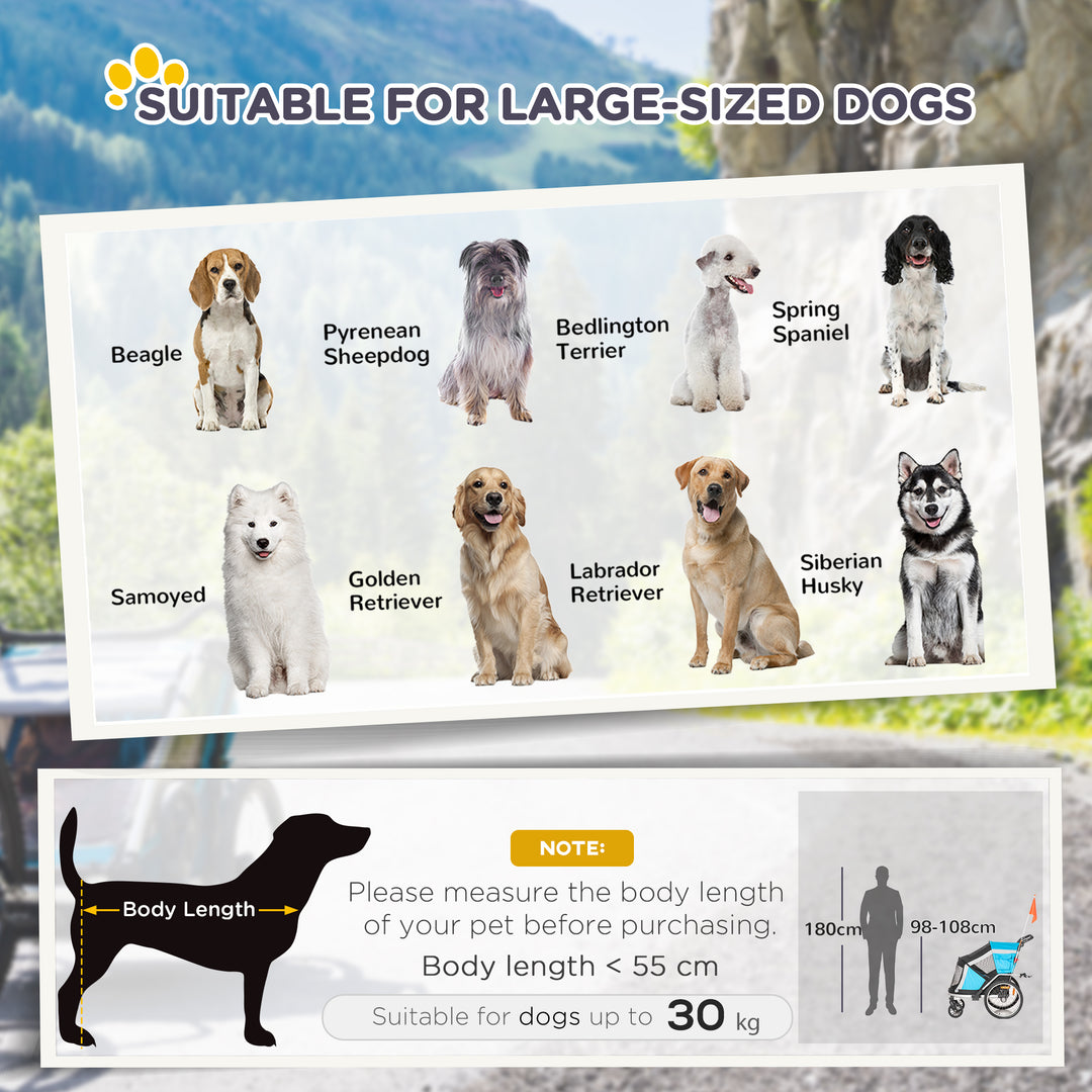 MCL Dog Bike Trailer 2-in-1 Pet Stroller for Large Dogs Cart Foldable Bicycle Carrier Aluminium Frame with Safety Leash Hitch Coupler Reflector Flag Orange