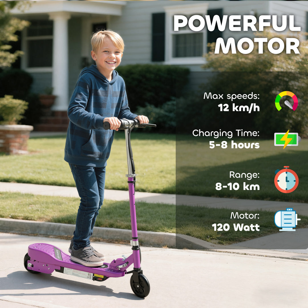 MCL Foldable Electric Kids Scooter, Ride-on for Ages 7-14 Years, Purple