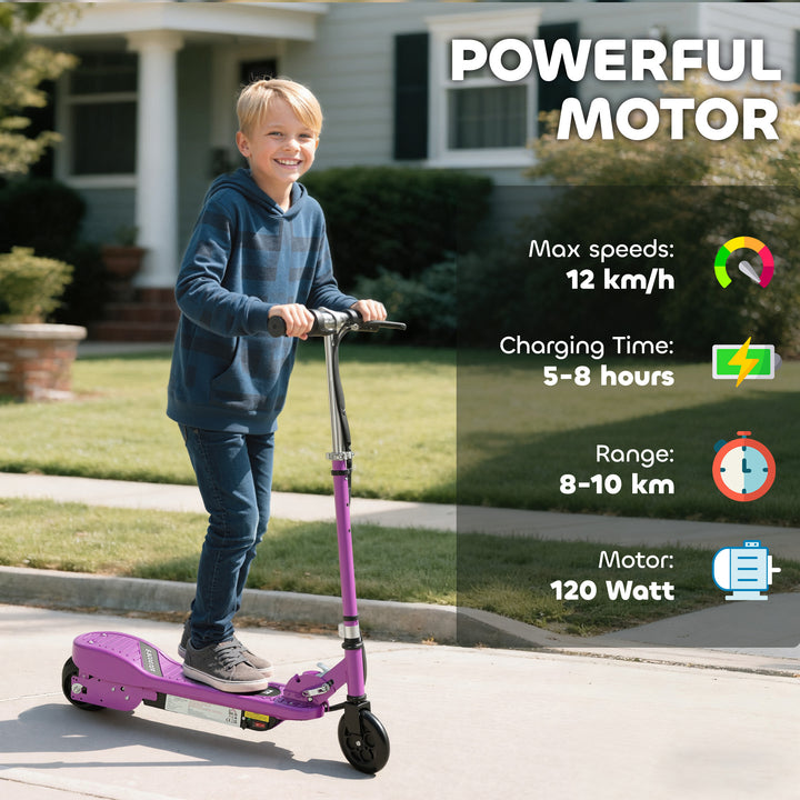 MCL Foldable Electric Kids Scooter, Ride-on for Ages 7-14 Years, Purple