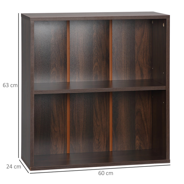 HOMCOM Wooden 2 Tier Storage Unit Shelf Bookshelf Bookcase Cupboard Cabinet Walnut