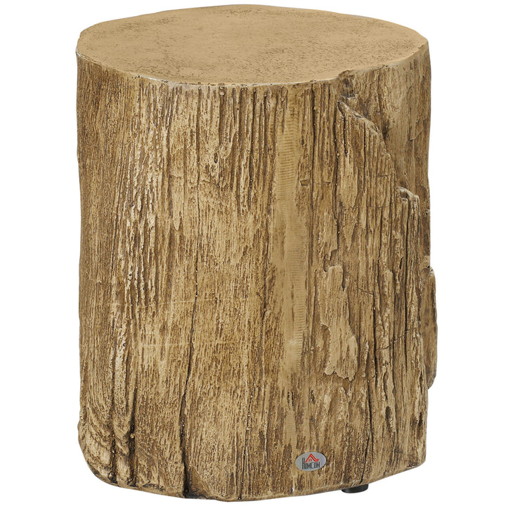 Tree Stump End Table, Round Concrete Side Table for Indoor and Outdoor