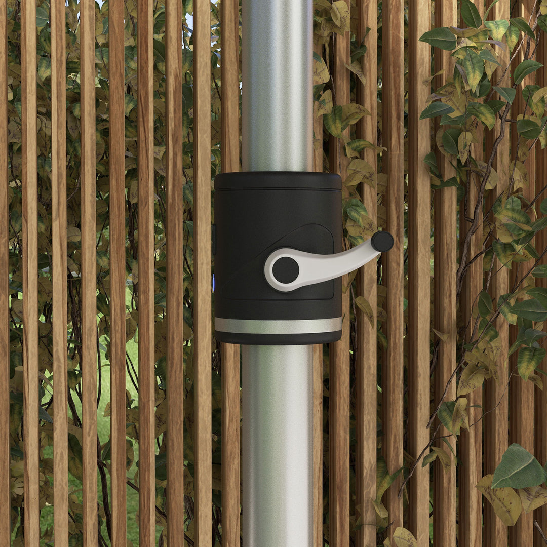3m Parasol, with Solar-Powered LED Lights - Khaki