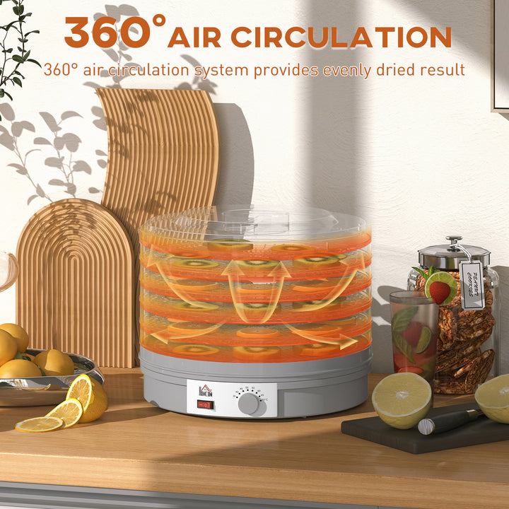 5 Tier Food Dehydrator, 245W Food Dryer Machine with Adjustable Temperature Control for Drying Fruit, Meat, Vegetable, Jerky and Pet Treat, Grey