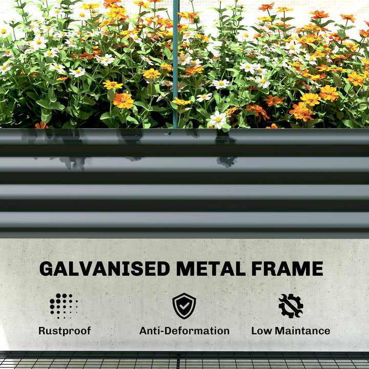 Galvanised Raised Planter with Greenhouse Cover, Metal Raised Garden B