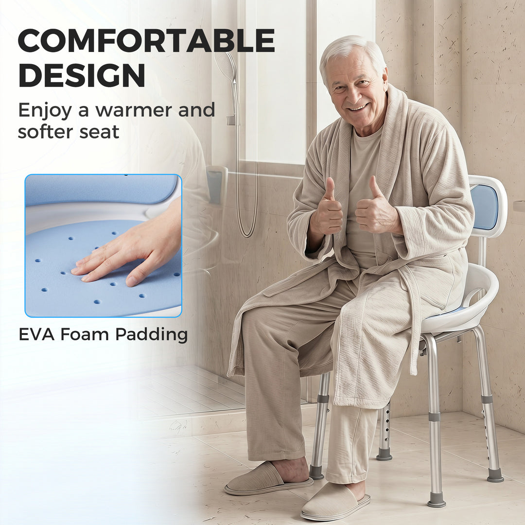 Shower Chair with Padded Seat Adjustable Height Shower Stool Bath Seat