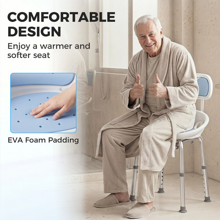 Shower Chair with Padded Seat Adjustable Height Shower Stool Bath Seat