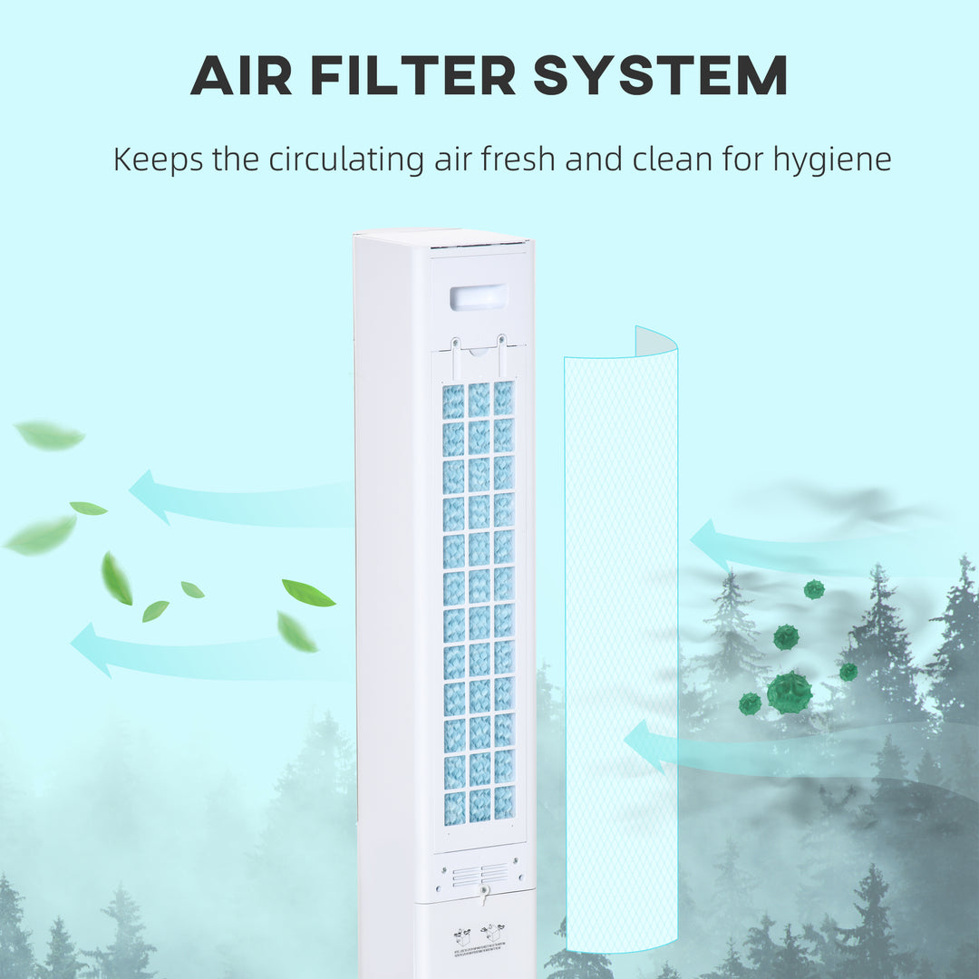Portable Air Cooler, 3L Tank Evaporative Ice Cooling Tower Fan with 3 Modes, 3 Speeds, Remote, Timer, 60° Oscillating, Portable Swamp Cooler for Home Bedroom, White