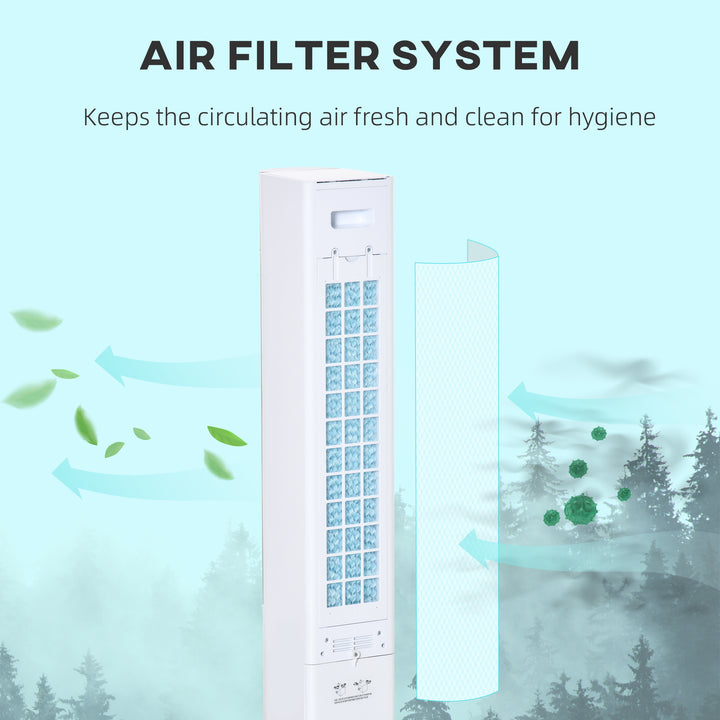 Portable Air Cooler, 3L Tank Evaporative Ice Cooling Tower Fan with 3 Modes, 3 Speeds, Remote, Timer, 60° Oscillating, Portable Swamp Cooler for Home Bedroom, White