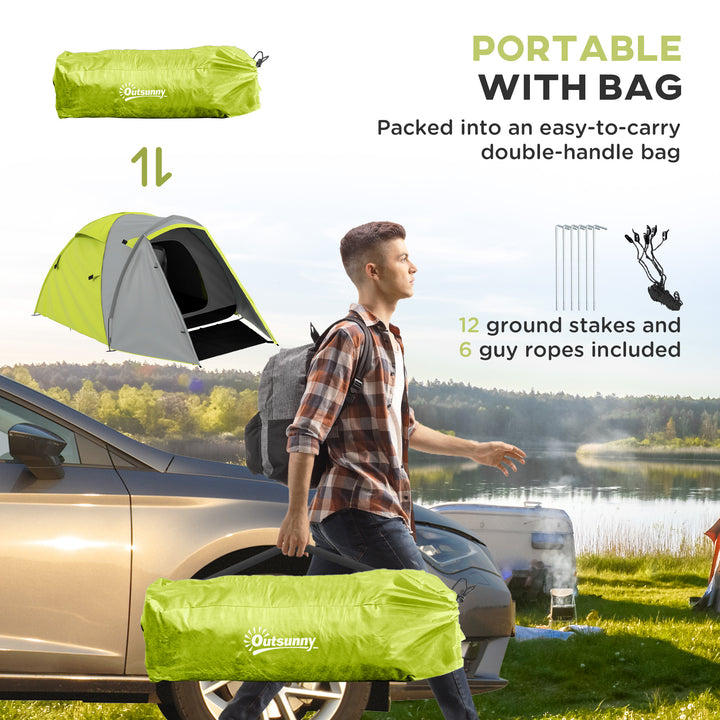 Two-Man Dome Tent, with Front Porch and Accessories - Yellow/Grey
