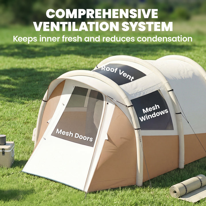 Inflatable Camping Tent w/ Air Pump, Easy Setup 2-3 Person Blow Up Ten