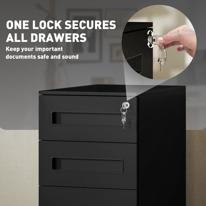 Three-Drawer Steel Filing Cabinet - Black