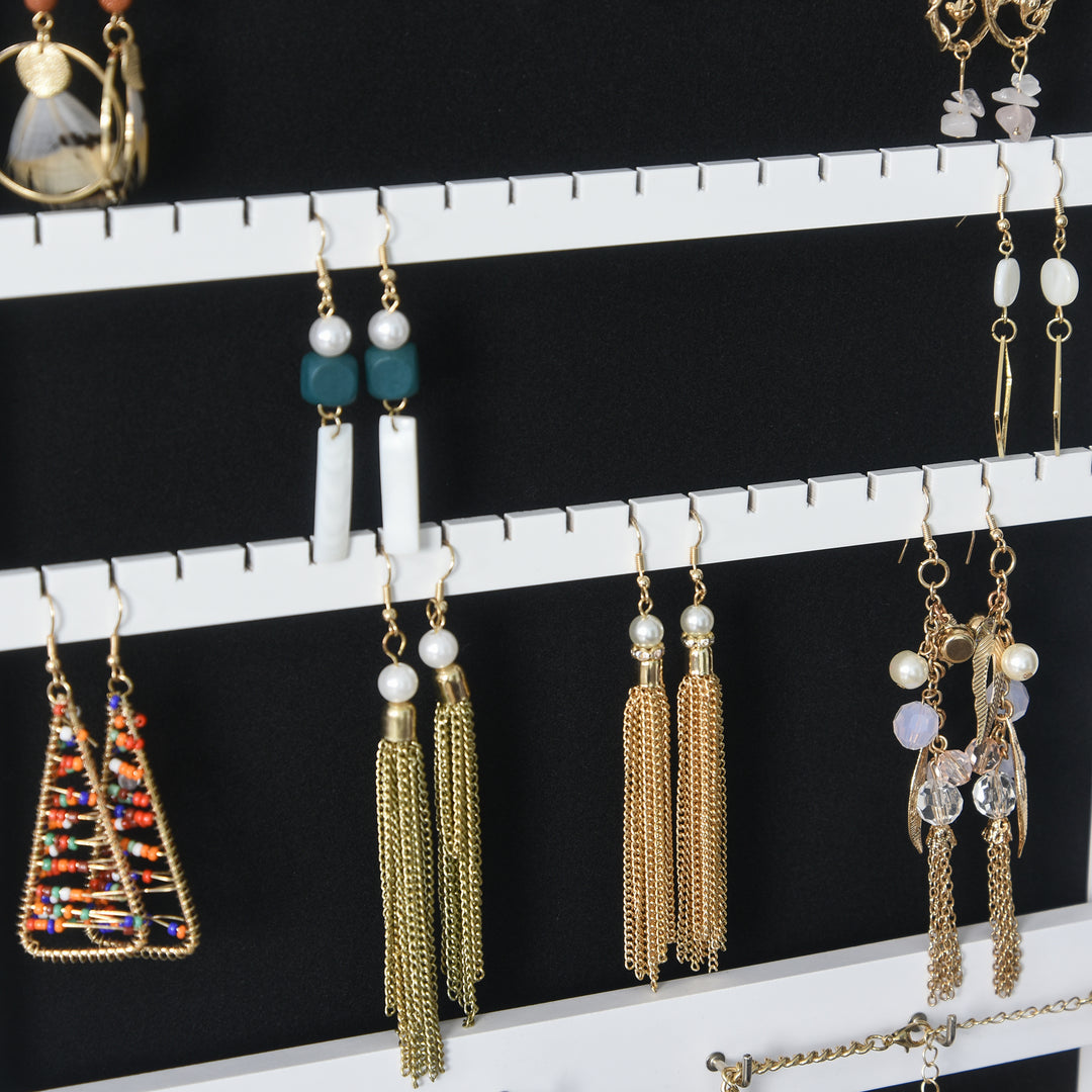 MCL Jewelry Cabinet Standing Mirror Full Length Makeup Lockable Armoire Storage Organizer White