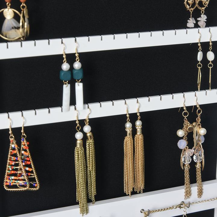 MCL Jewelry Cabinet Standing Mirror Full Length Makeup Lockable Armoire Storage Organizer White