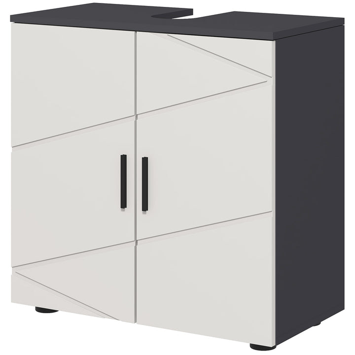 kleankin Under Sink Cabinet, Bathroom Vanity Unit, Floor Basin Storage Cupboard with Double Doors and Shelf, 60 x 30 x 60 cm, Light Grey