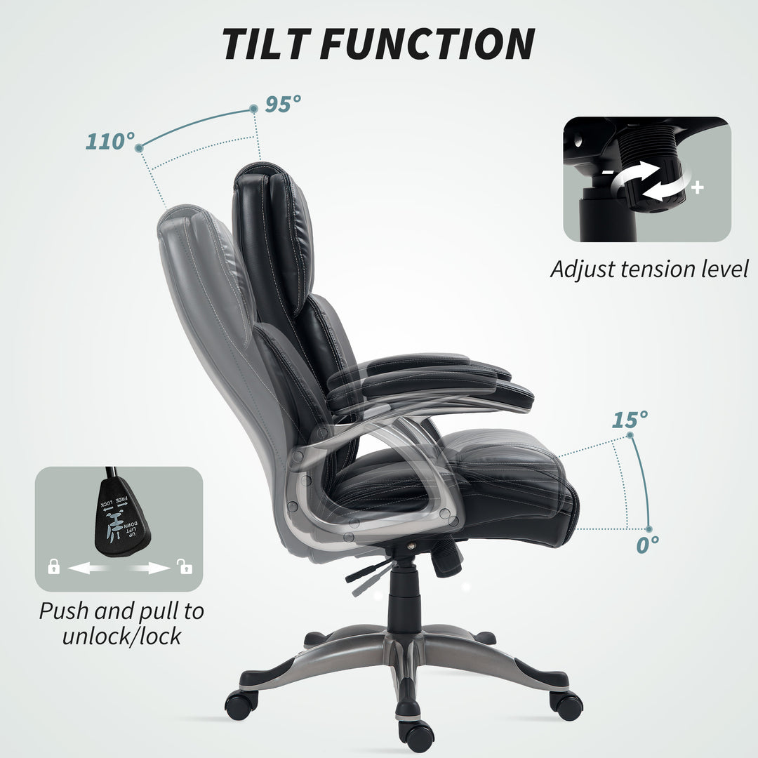 49.5-59cm Faux Leather Office Chair - Black