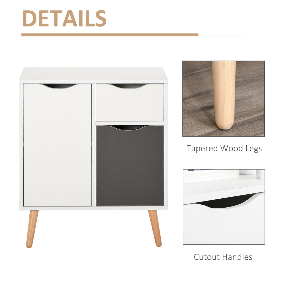 MCL Sideboard Floor Cabinet Storage Cupboard with Drawer and Solid Wood Legs for Bedroom, Living Room, Entryway, Grey