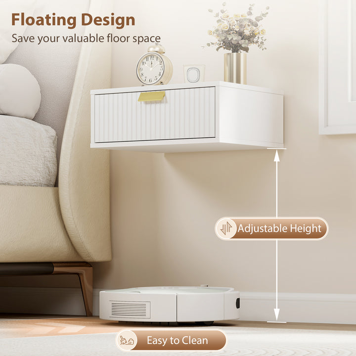 Modern Floating Nightstands Set of 2, Wall Mounted Bedside Tables with