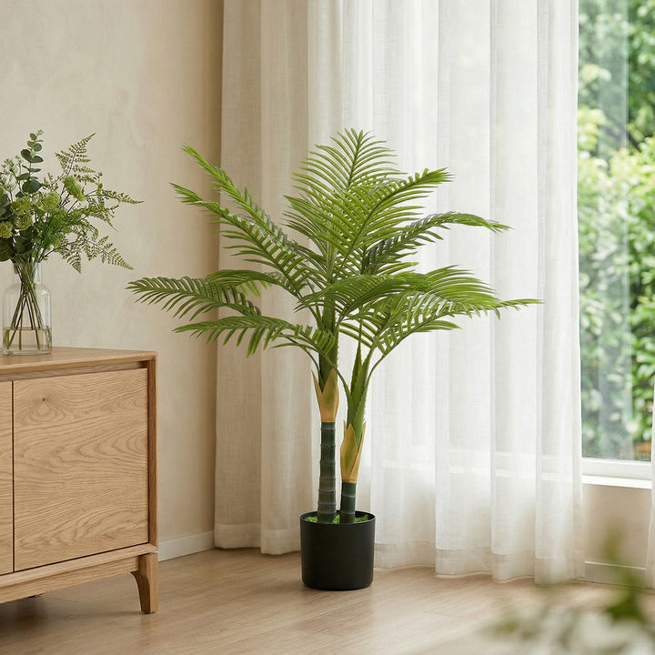 Artificial Palm Tree with 14 PEVA Leaves, 120cm Decorative Artificial 
