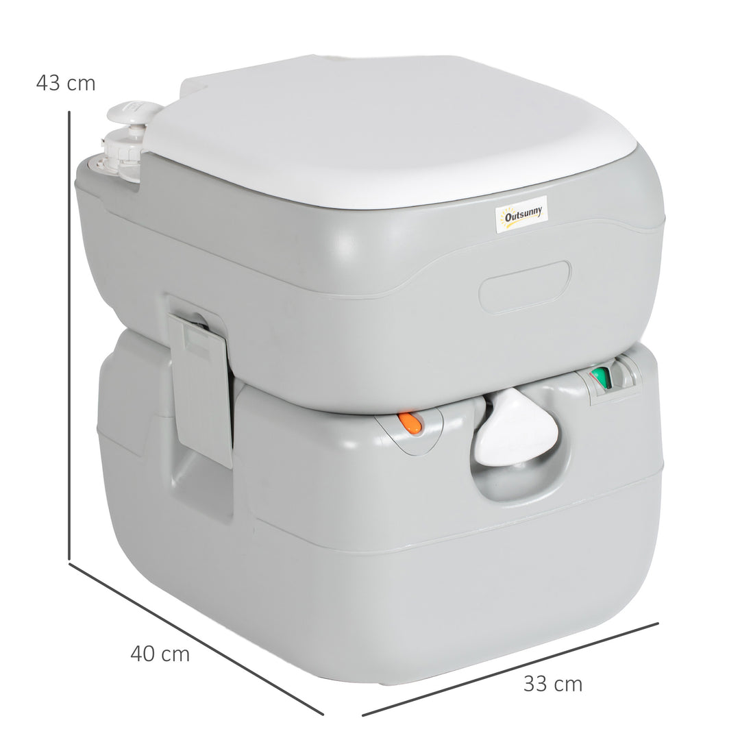 Portable Toilet for Adults, 22L Camping Toilet with Seat, Lid and Anti-Leak Handle Pump, Outdoor Travel Toilet with Detachable Tanks for Camping, Boating, Hiking, Travel, RV, Grey