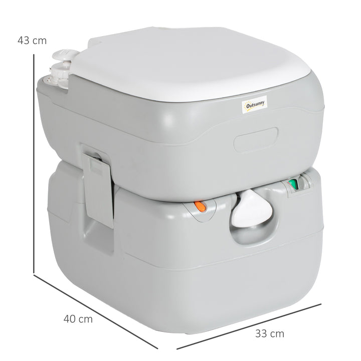 Portable Toilet for Adults, 22L Camping Toilet with Seat, Lid and Anti-Leak Handle Pump, Outdoor Travel Toilet with Detachable Tanks for Camping, Boating, Hiking, Travel, RV, Grey