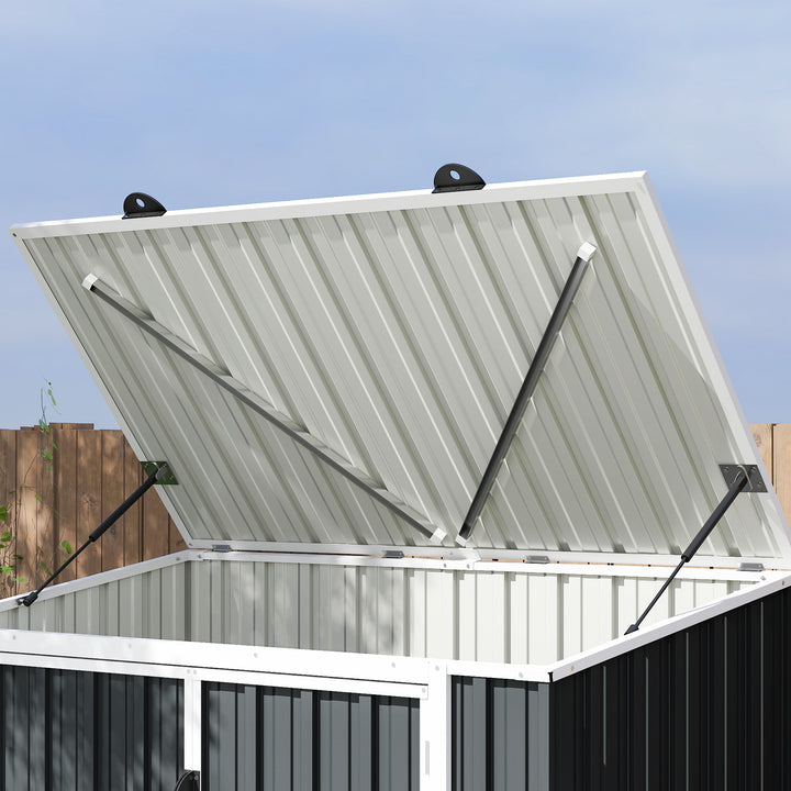 MCL 5ft x 3ft Garden 2-Bin Steel Storage Shed, Double Rubbish Storage Shed, Hide Dustbin w/ Locking Doors and Openable Lid