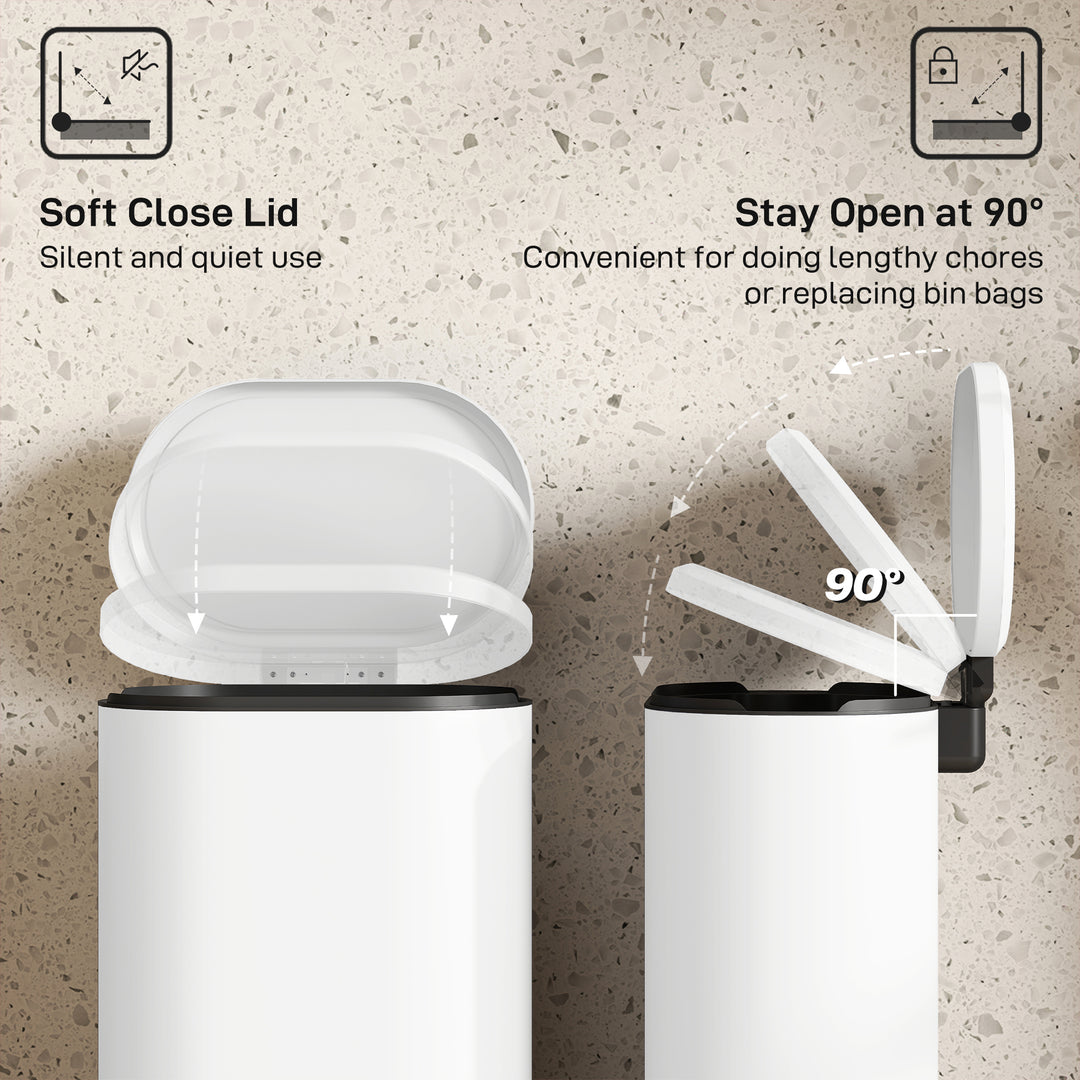 30 L Modern Curved Kitchen Bin - Cream
