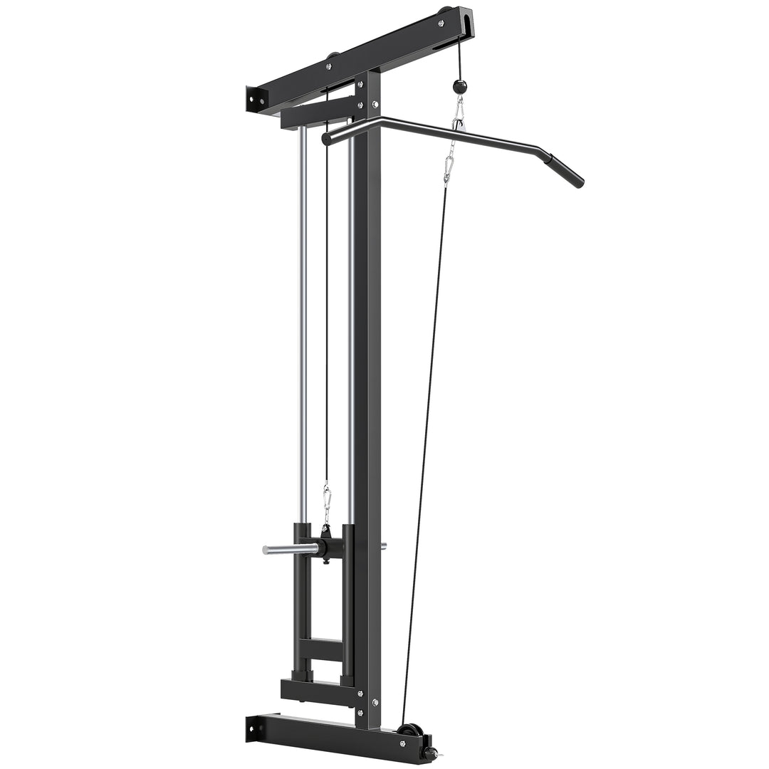 Wall Mounted Lat Pull Down Machine, Crossover Cable Machine with High & Low Pulleys for Home Gym Full Body Workout