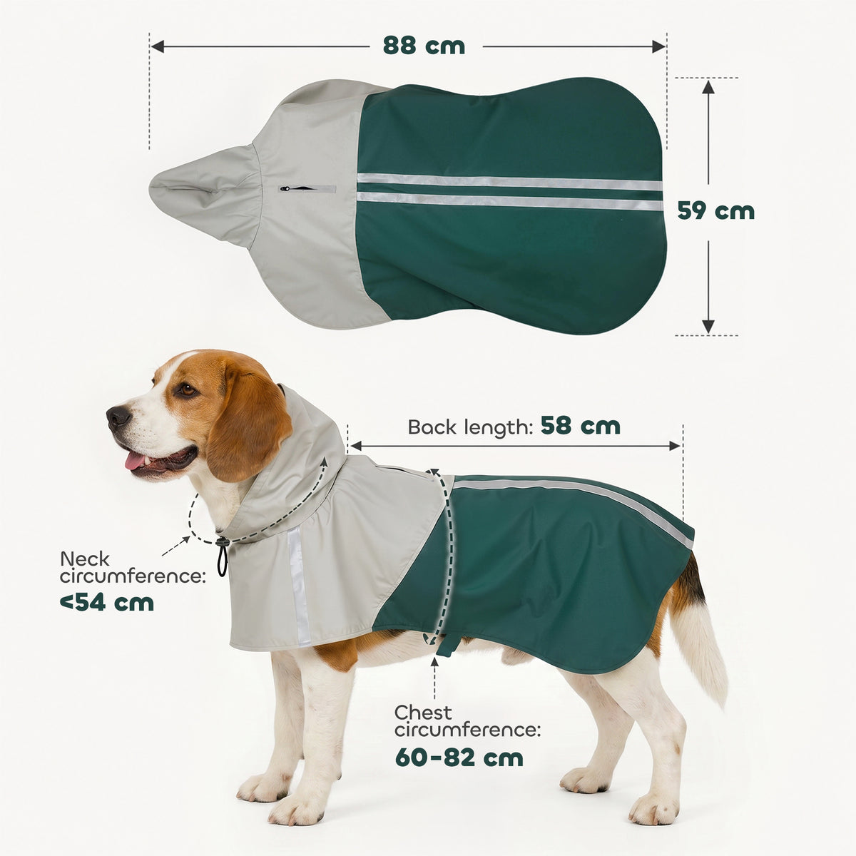 Dog Raincoat with Hood, Waterproof & Breathable Rain Jacket with Leash