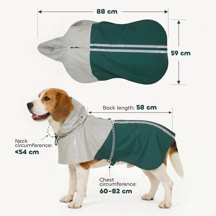 Dog Raincoat with Hood, Waterproof &amp; Breathable Rain Jacket with Leash